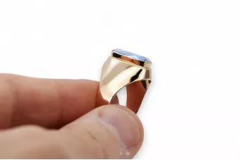 Estilo vintage Anillo Aguamarina Oro rosa antiguo original de 14k vrc077r